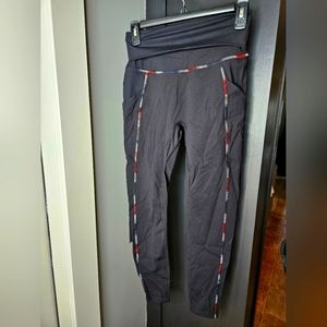 Free people colored stitch foldober black leggings size medium